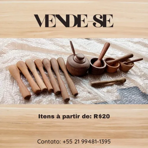 VENDE-SE Pilões e Socadores de Madeira - Artesanal - LEIA O ANUNCIO