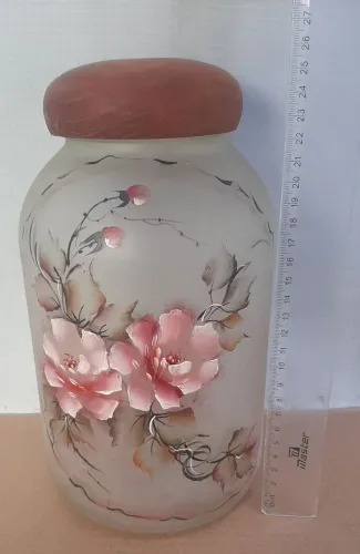 Pode De Vidro Antigo Pintado A Mão