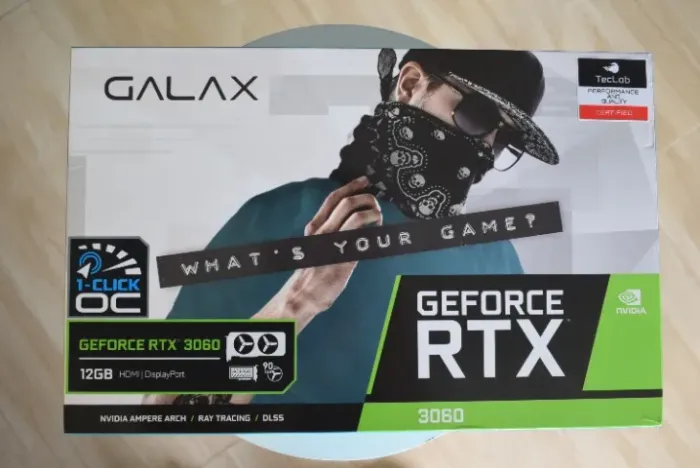 Placa de Vídeo Galax NVIDIA GeForce RTX 3060, 12GB GDDR6, LHR, 1-Click OC, 15GBps, Ray Tra
