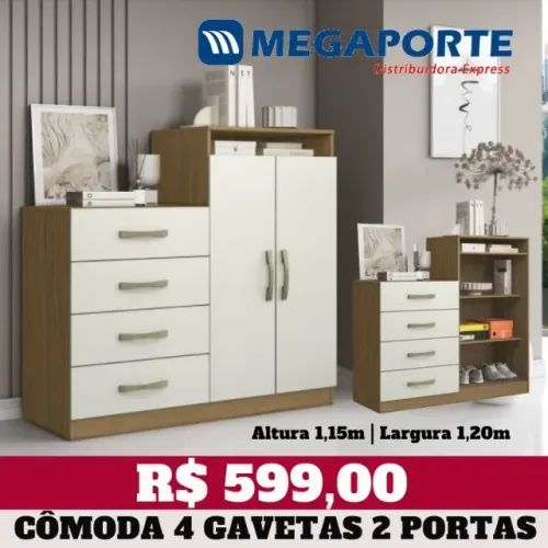 Cômoda Sapateira 4 Gavetas 2 Portas (Novo) Entrega Grátis!