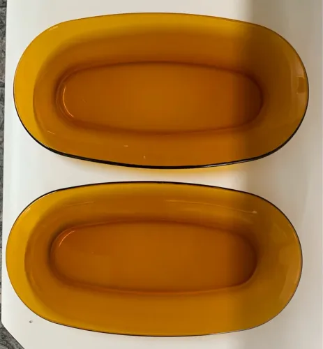 Conjunto de 2 Travessas de Vidro Âmbar , Duralex , Vintage- Anos 80