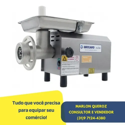 Moedor de Carne Boca 08 Bivolt Inox Beccaro