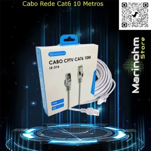 Cabo Rede 10 Metros Cat6 Cftv Rj-45 Internet Lan