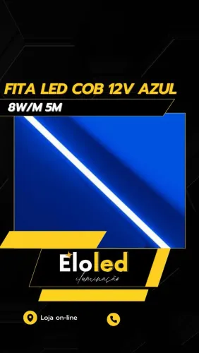 Fita LED COB 12V Azul 8W/M 5M