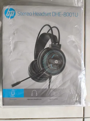 Novo - Headset Gamer HP Dhe-8001u, Conexão USB/P2/P3, cor Preto Luz Azul