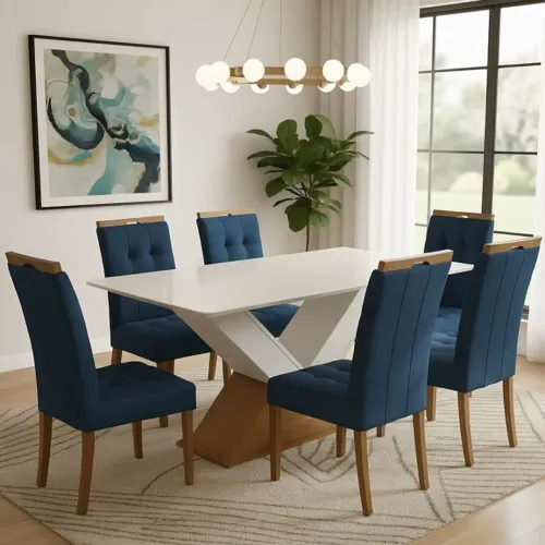 Mesa Amora com 6 cadeiras Sophia  - Entrega Rápida 