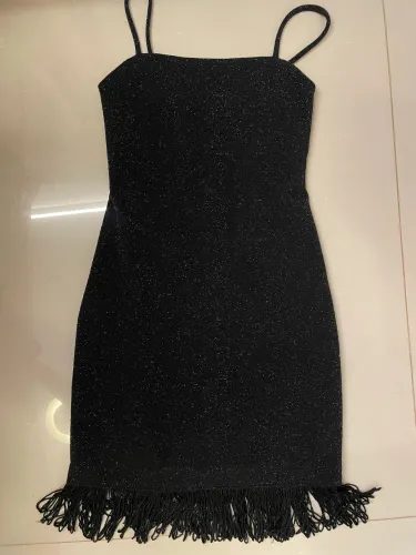 Vestido lurex com franjas