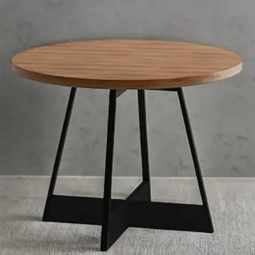 Mesa Átria 1594 Redonda 100 Preto/Nogal- Produto Novo 
