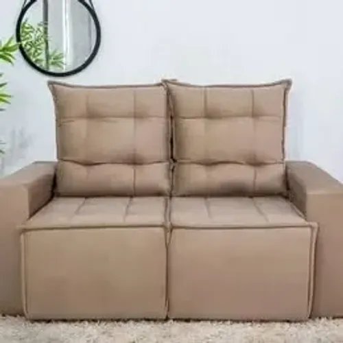Sofá Retrátil 3 Lugares No Bege