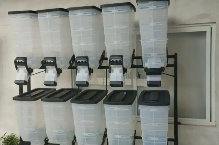 Dispenser porta amarzenamento ração