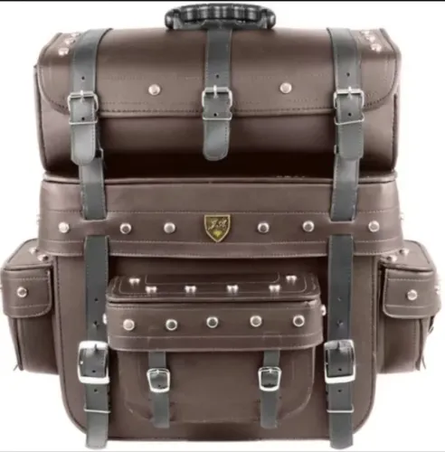 Alforge Traseiro Custom 60 Litros Couro com cravos Marrom 