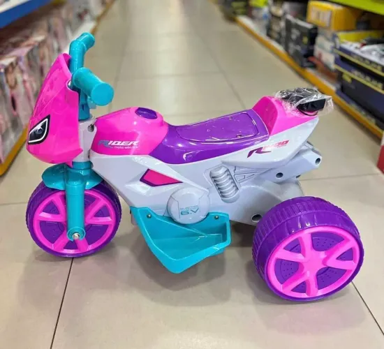 Triciclo Infantil 2-4 Anos Moto Rider Com Pedal Para Passeio na cor rosa 