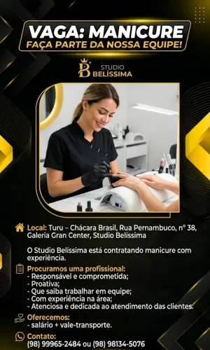 Vaga de emprego para Manicure
