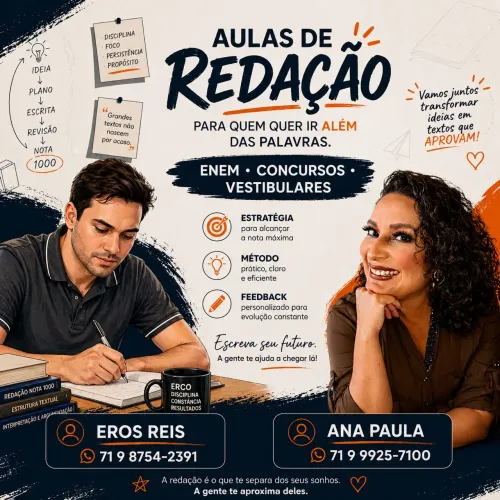 Aulas de redação (ENEM, vestibulares e concursos)