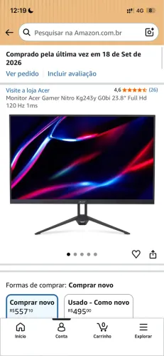 Monitor gamer 120hz acer nitro
