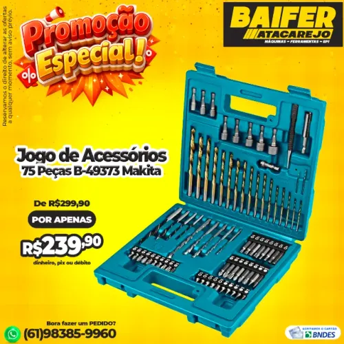 Jogo de Acessórios 75 Peças B-49373 Makita