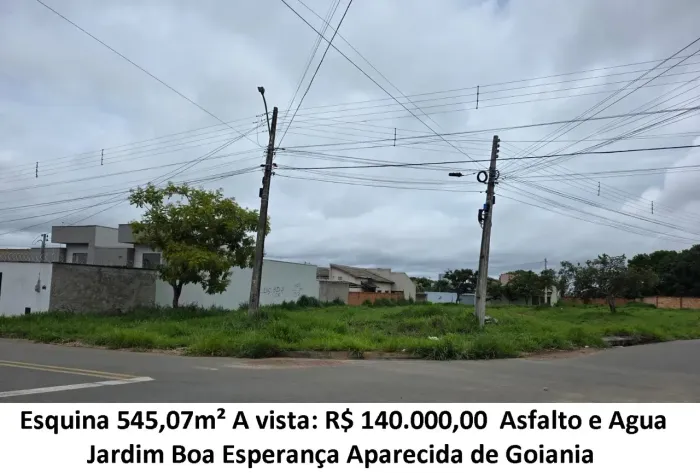 Leia a descrição: Esquina 545,07m² (Asfalto e Agua) Jardim Boa Esperança