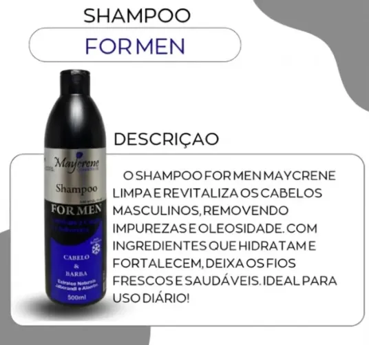 Shampoo Cabelo E Barba Anti-Caspa e Anti-Seborreia FOR MEN 500ml - Maycrene