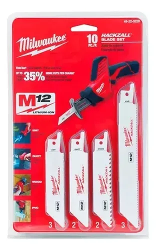 Kit de lâmina para serra sabre com 10 peças marca Milwaukee modelo: 49-22-0220