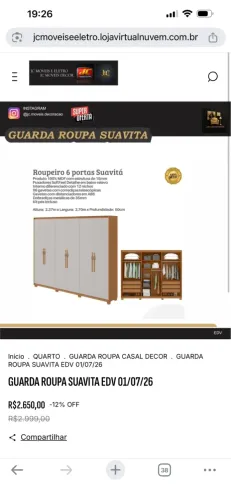 ROUPEIRO SUAVITA 6 PORTAS 100% MDF