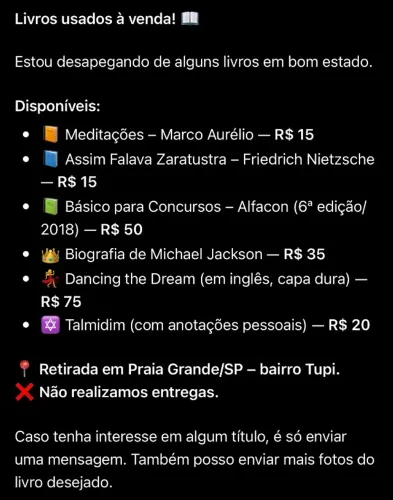 Livros usados à venda!