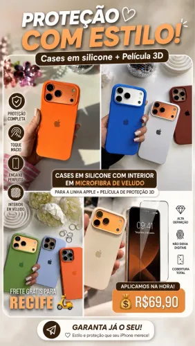 Capa iPhone 17 pro max + película 3D privacidade