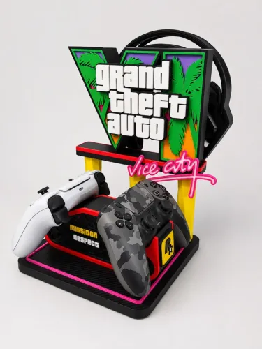 Suporte para 2 controles e headset GTA VI Vice City - 3D
