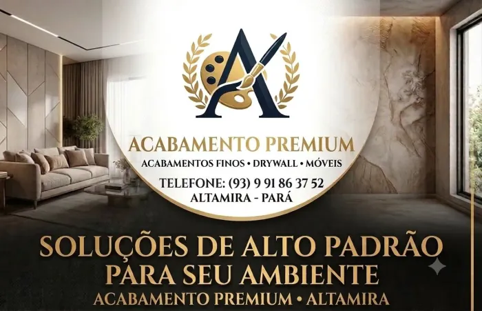 Acabamentos em alto padrão em geral, pinturas, revestimento em 3D, móveis em Drywall.
