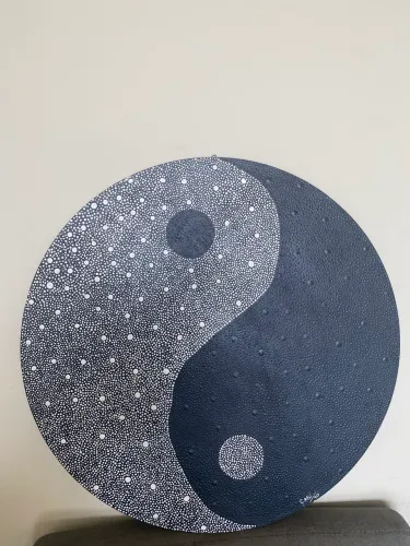 Mandala pintada a mão 40 cm