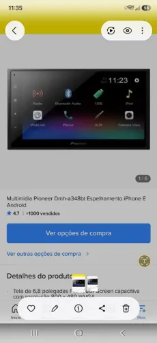 Pioneer 7 polegadas dmh a348 bt