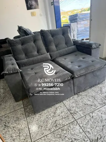 Sofá Retrátil e Reclinável 2m pillow 16cm - revestimento veludo macio