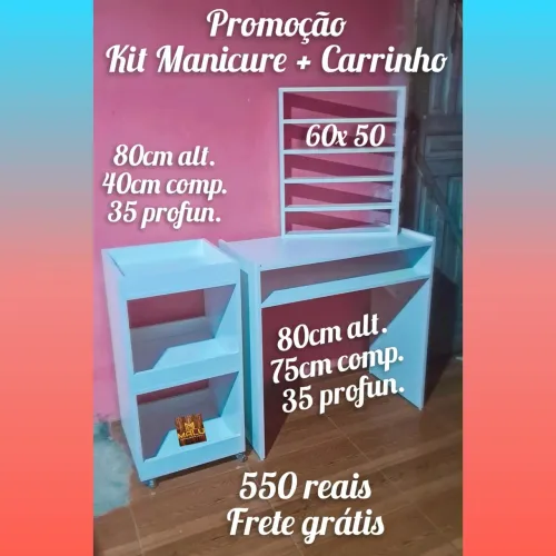 Promoção mesa manicure + carrinho auxiliar 