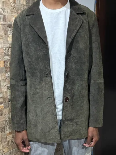 blazer vintage em camurça legítima,