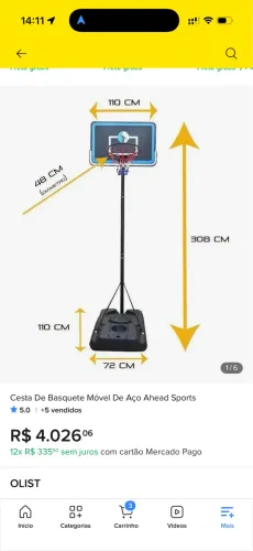 Cesta Basquete Ahead Sports