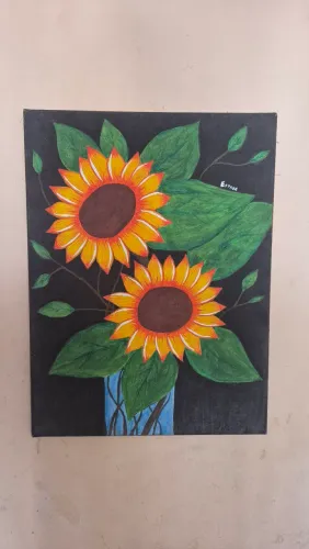 Quadro autoral de girassol