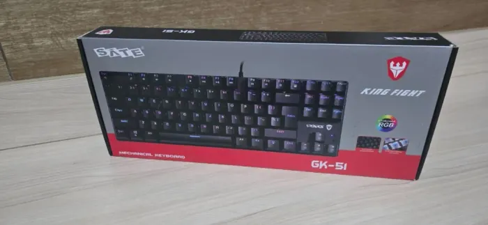 Teclado Mecânico Gamer Sate GK-51 King Fight TKL RGB Switch Blue na Caixa