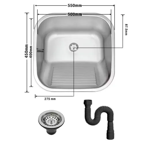 TANQUE LAVANDERIA 55x 45 COM VÁLVULA INOX