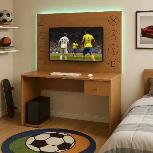 Mesa amadeirada para estudos ou gamer 