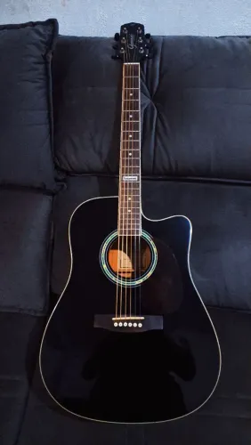 Violão Giannini Preto Eletroacustico + (Capotraste e acessórios)