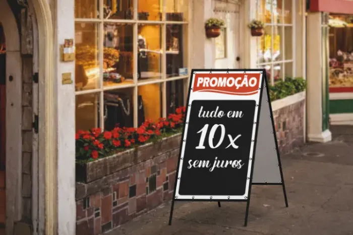 Cavalete Dupla Face Porta-Banner em Metalon