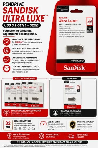 Pendrive SanDisk Ultra Luxe 32gb
