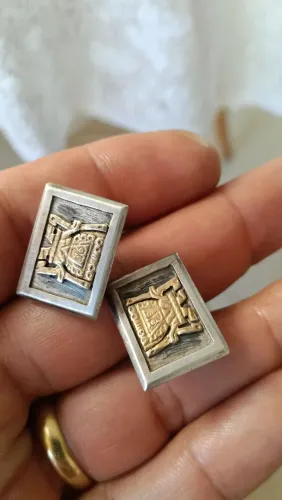 Abotoaduras Vintage Peruanas Em Prata 925 E Ouro 18k - Étnica