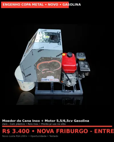 Moedor de cana a gasolina.