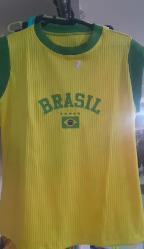 Camisa canelada Brasil feminina