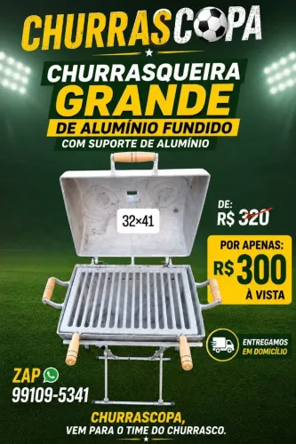 Churrasqueira Grande de Alumínio fundido com suporte de Alumínio 