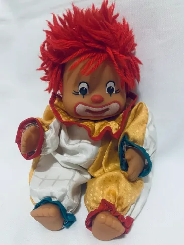 Boneco Palhaço Vintage Anos 80/90 Cabeça Vinil Cabelo Lã Lindo