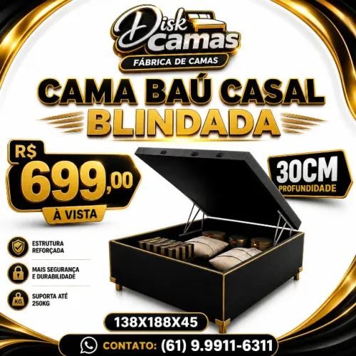 Cama Baú Casal Blindada 138x188x45 Promoção Imperdível