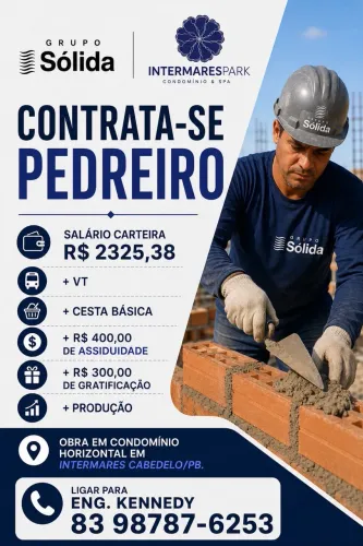Contrata-se Pedreiro e Serventes
