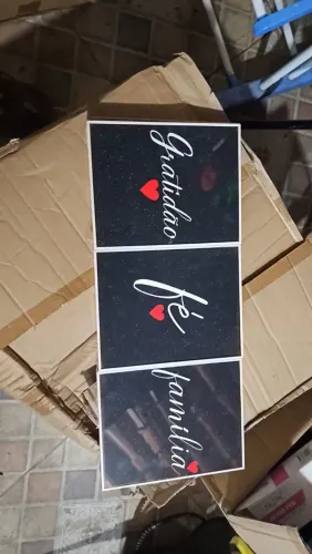 Placas Dexorativas Gratidão, Fé, Família 