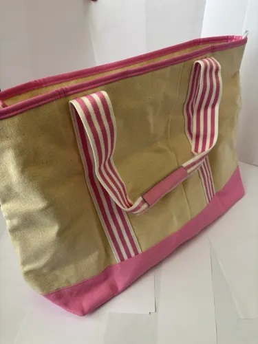 Bolsa Tote de praia Victoria's Secret Rosa e crú